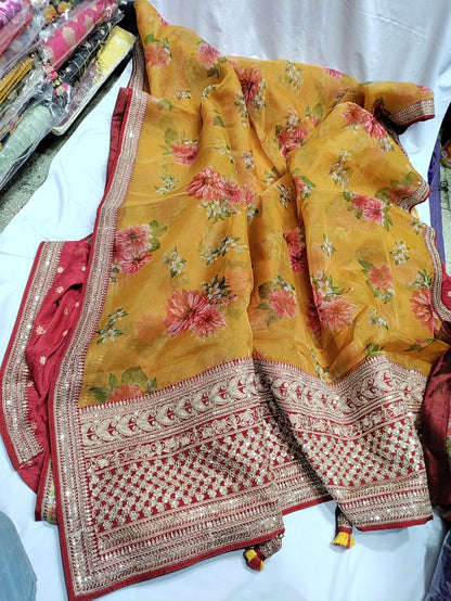 Digital floral printed sares