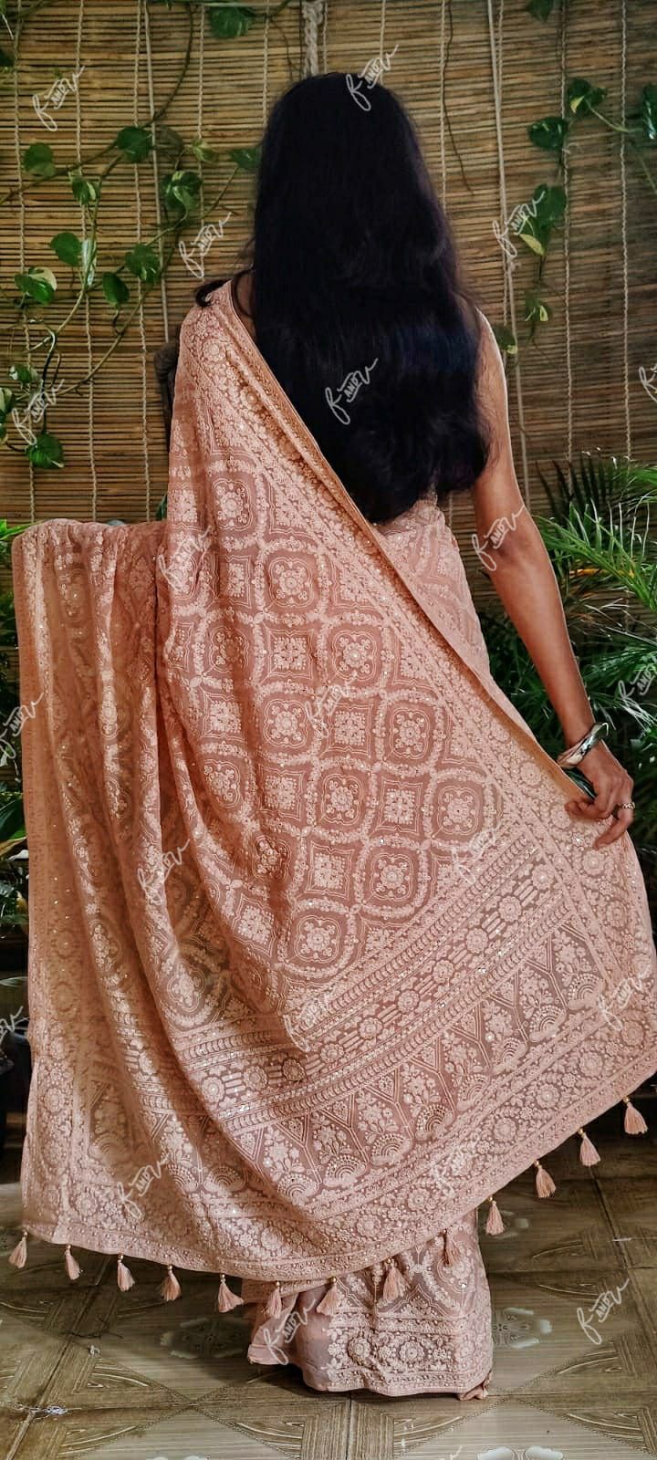 NoorJahan Chikankari saree Gorgette Sarees Indian sari