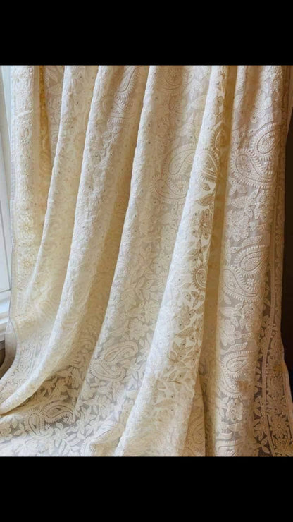 White Chikankari Saree Gorgette saree Indian Sari