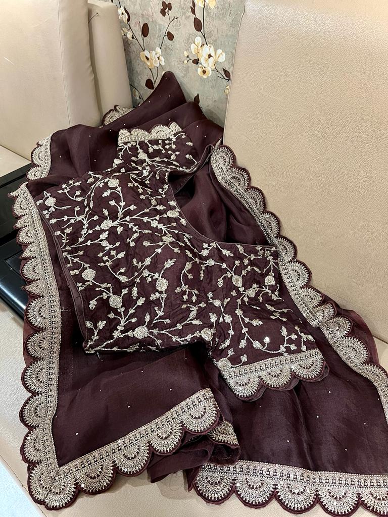Maisha organza saree Indian sari blouse