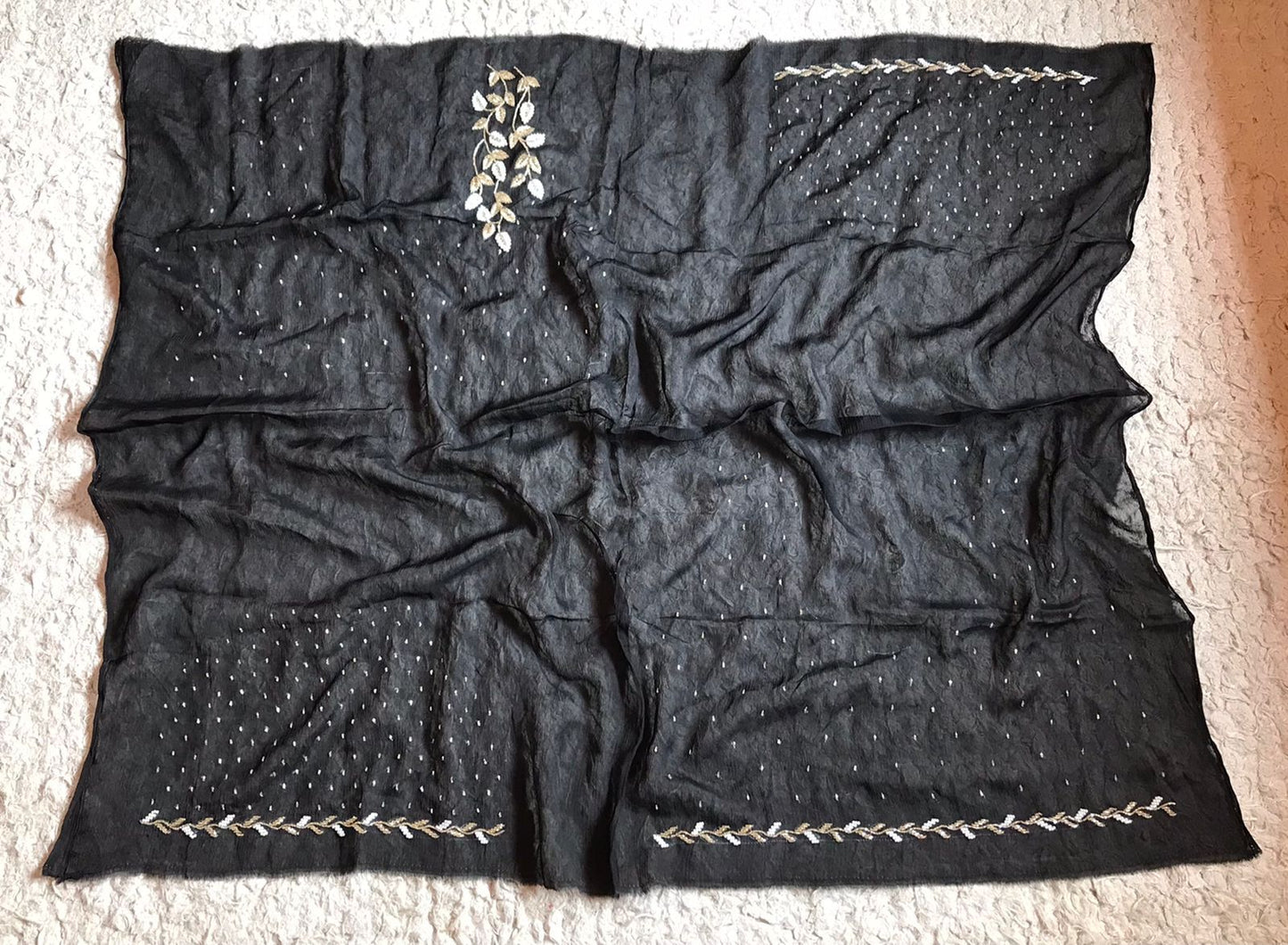 Black premium crepe embroidered saree