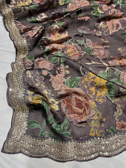 Brasso organza scalloped saree
