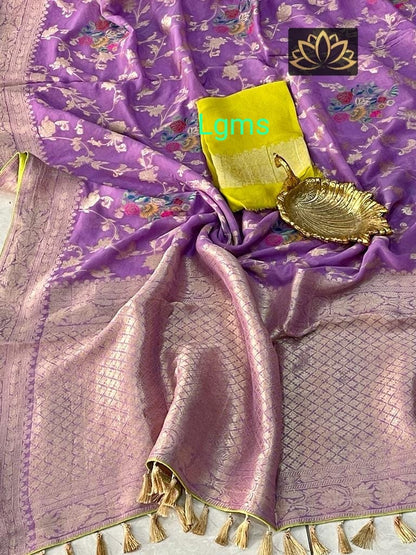 Floral khaddi gorgette saree