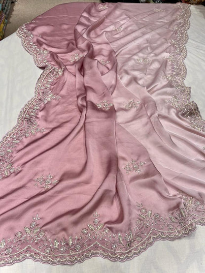 Satin shaded partywear saree