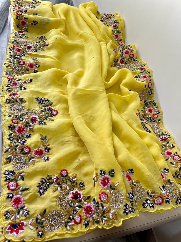 Rangbhara organza embroidery saree