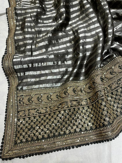Chanderi inspired striped saree