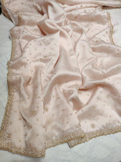 Pearl organza saree partywear saree woke sari blouse