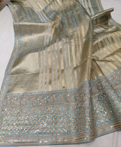 Leshi gorgette zardosi saree