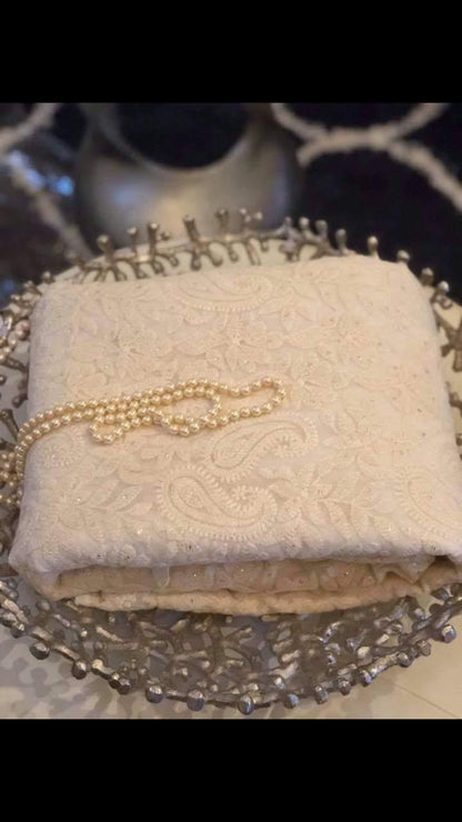 White Chikankari Saree Gorgette saree Indian Sari