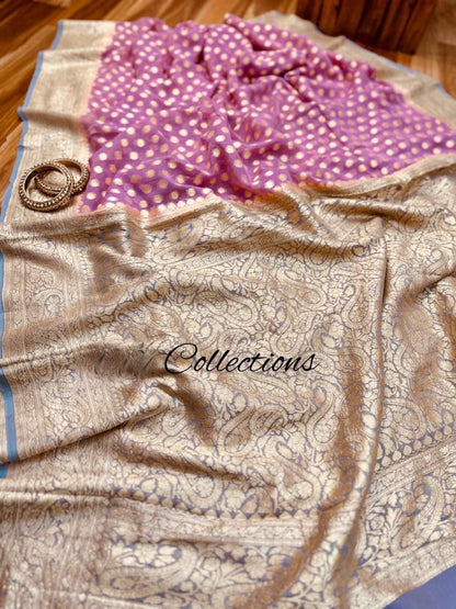 Pink handwoven Banarsi saree