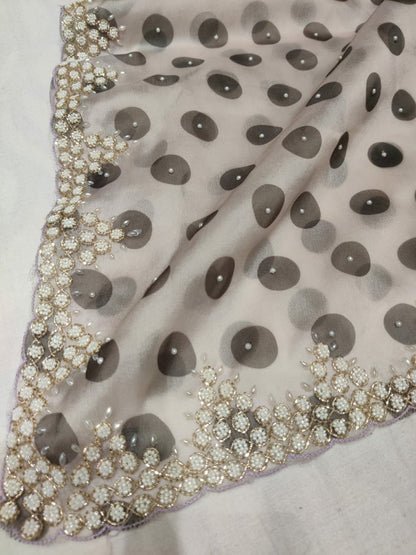 Polka dot inspired organza saree