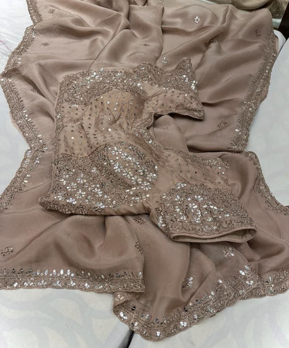 Gulnaari organza zardosi saree