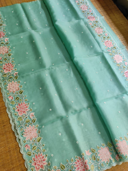 Floral organza silk saree