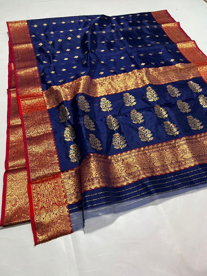 Royal blue Chanderi saree