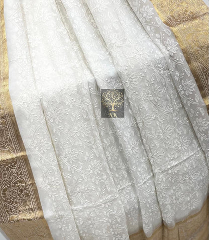 Liljie Khaddi chikankari saree