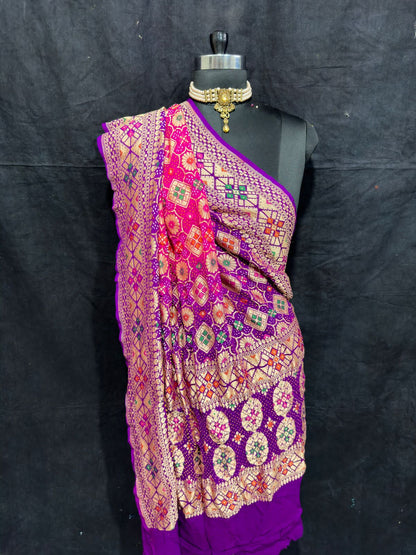 Jodha inspired bandhej gorgette Dupatta