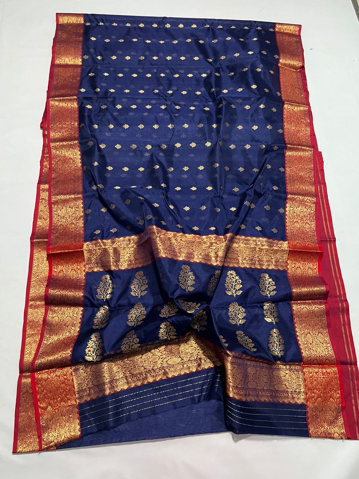 Royal blue Chanderi saree
