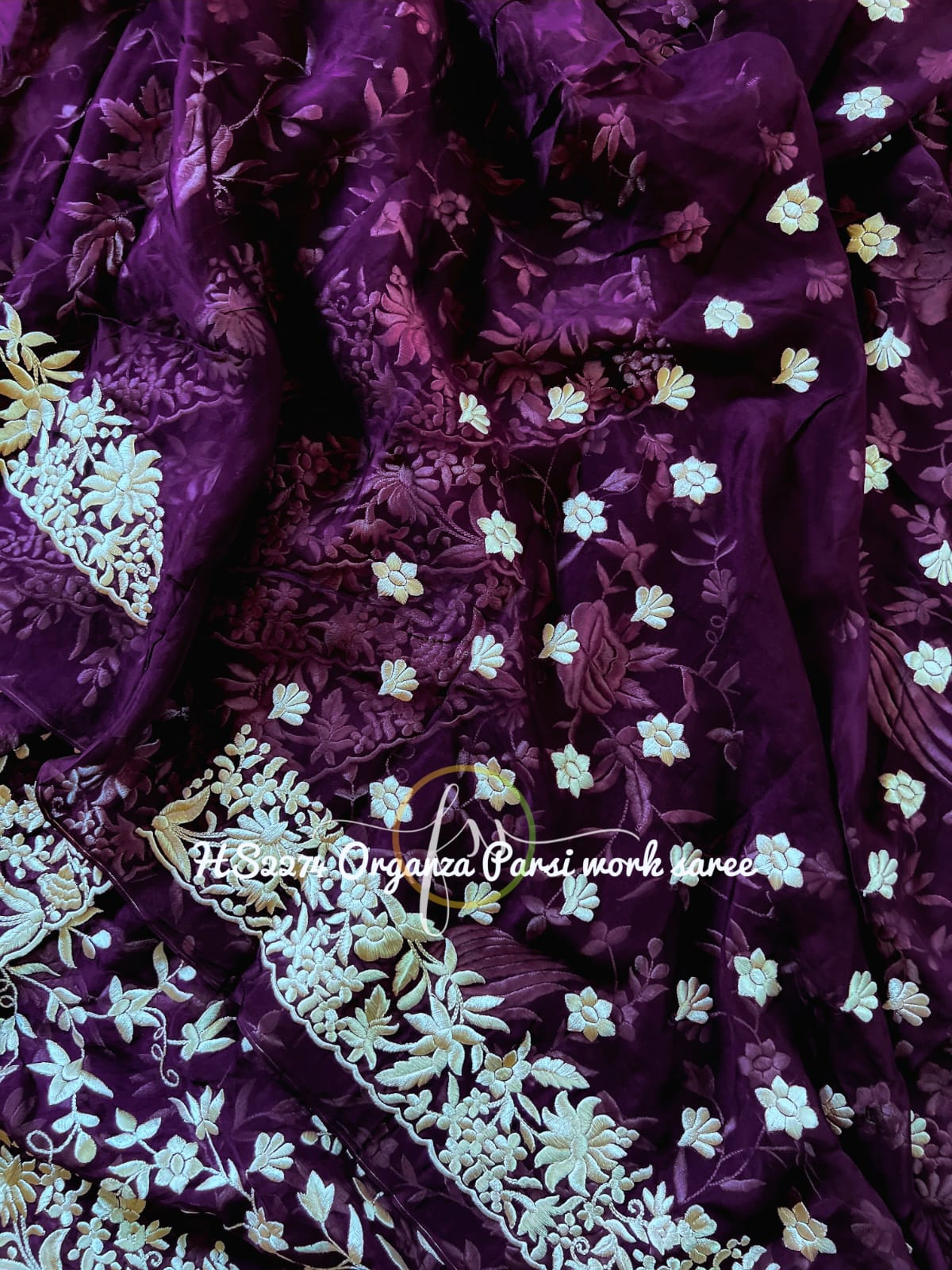 Derby Parsi inspired embroidery saree