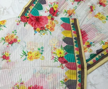 Anaisha gorgette sequins saree