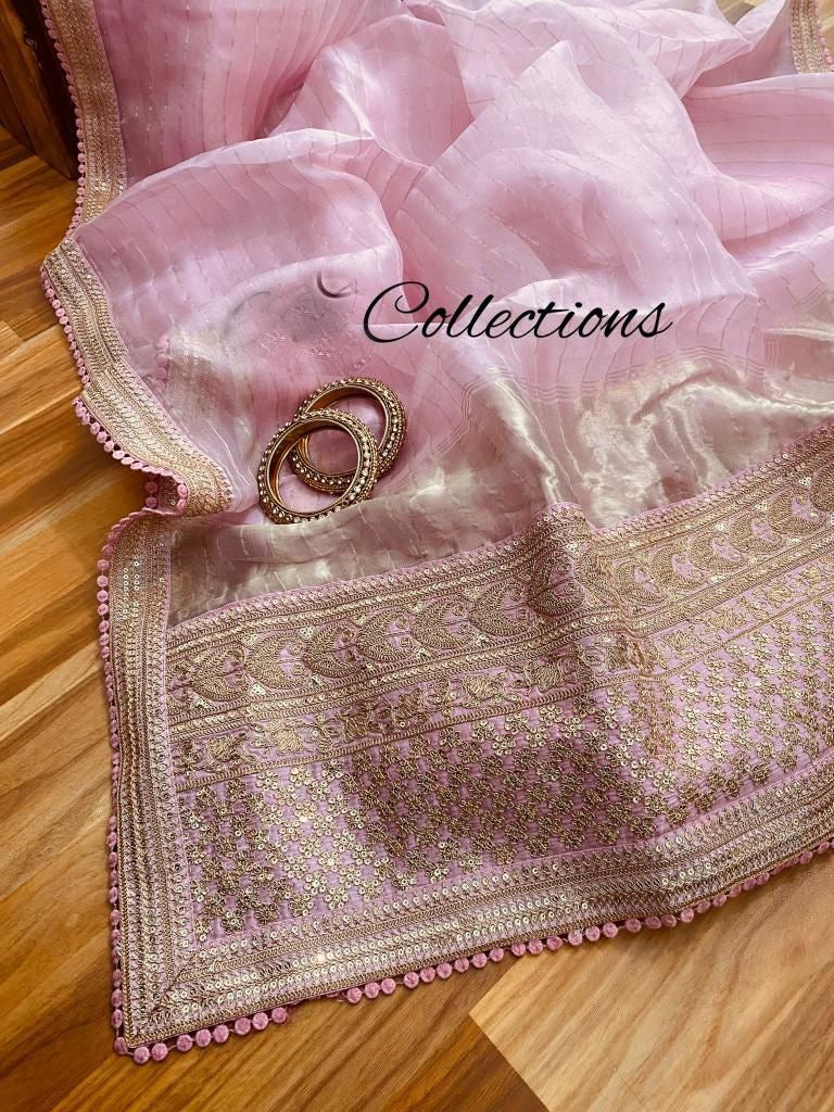 Tiara organza striped saree