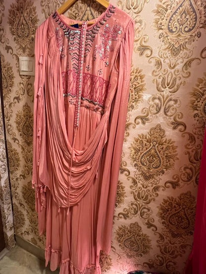 Pinalha peach indowestern dress