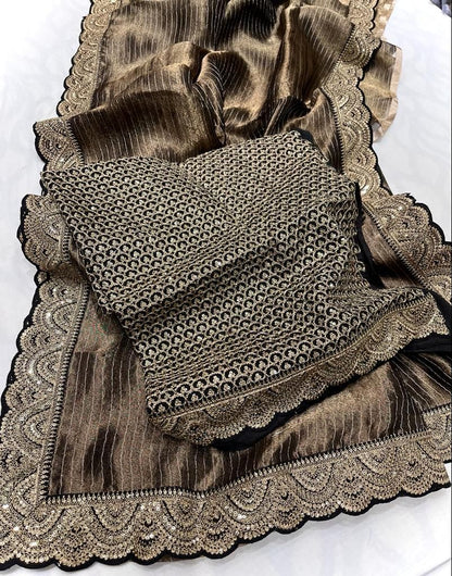 Striped kanjivaram inspired tissue saree