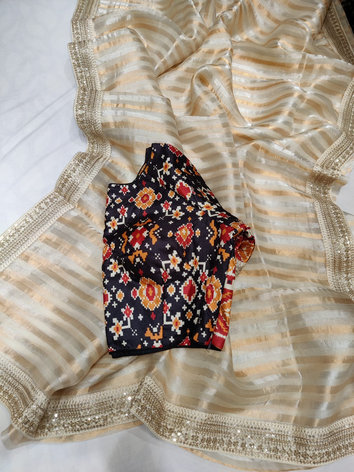 Kalamkari inspired  organza saree