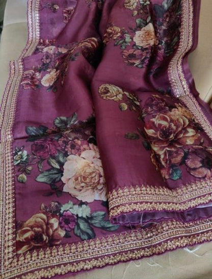 Floral organza sweet saree