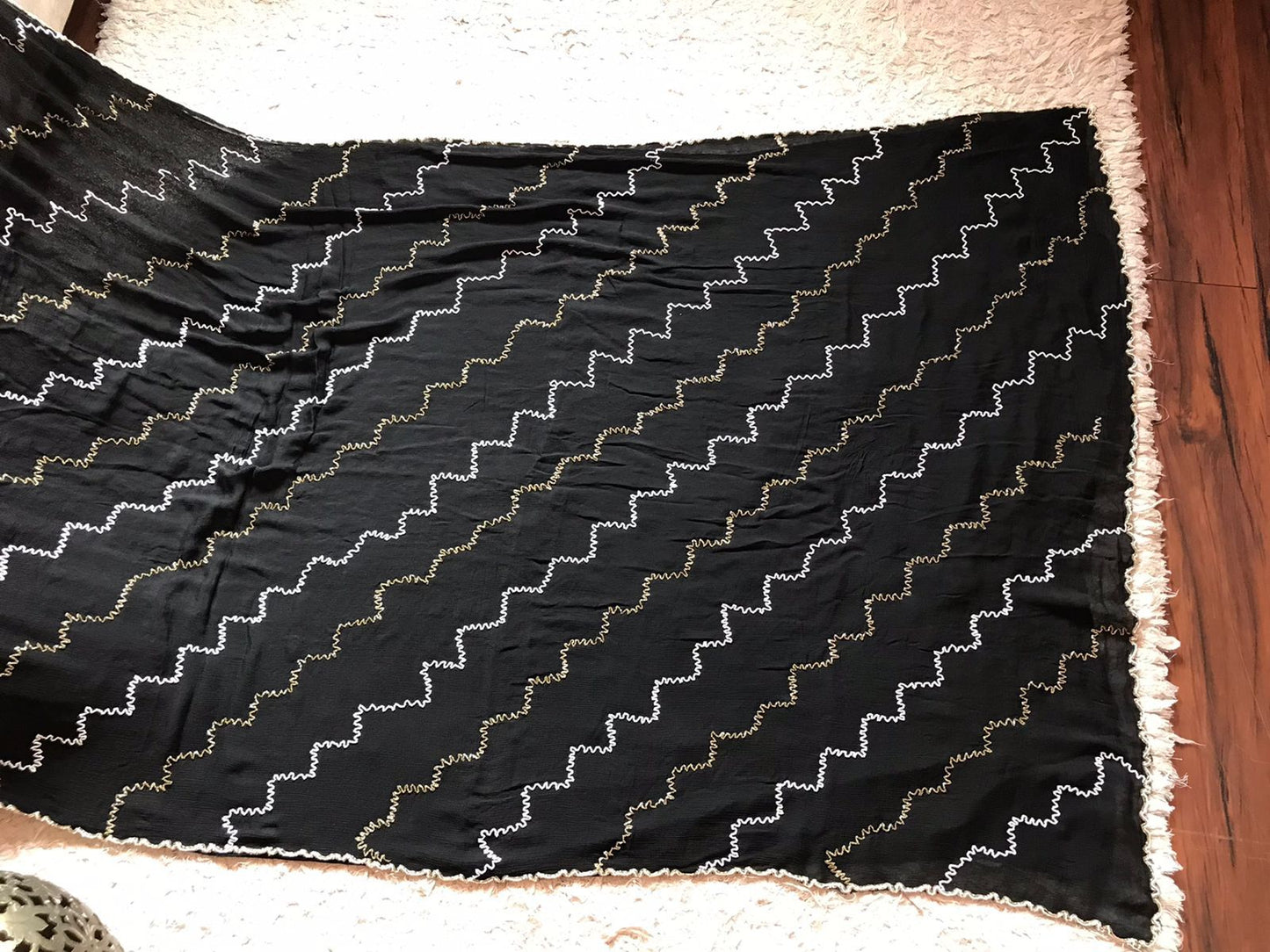 Black chi non crepe saree