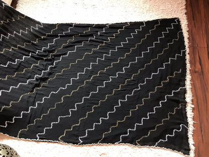 Black chi non crepe saree