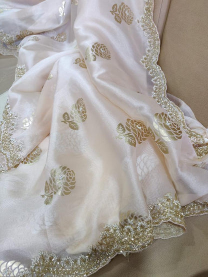 Organza foiled partywear saree