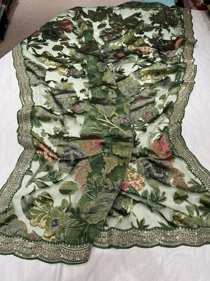 Brasso organza scalloped saree