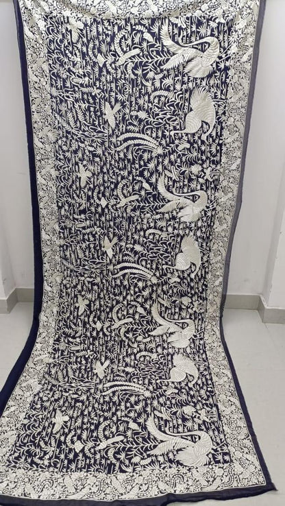 Black white Parsi dupatta