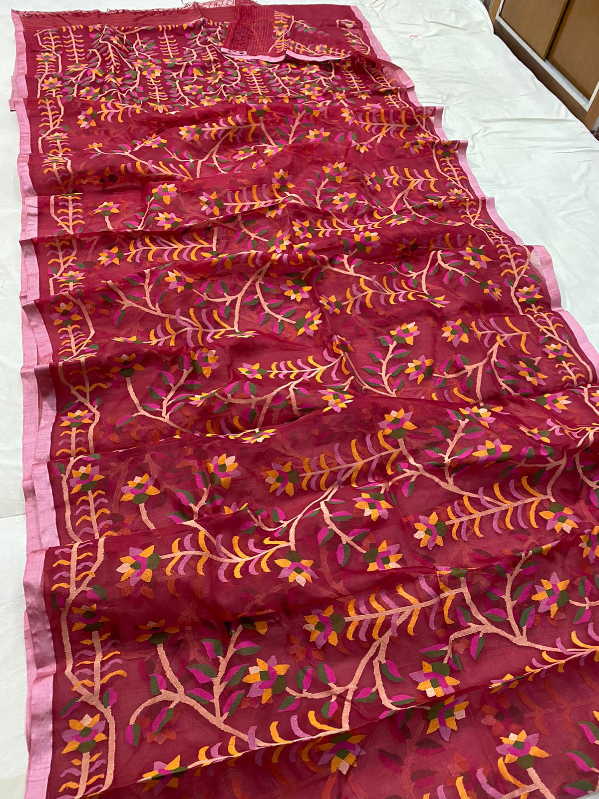 Ninja muslin handwoven jamdani saree
