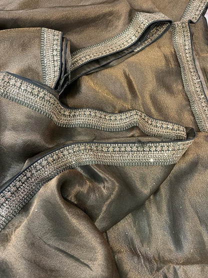 Kanjeevaram inspired tissue organza saree