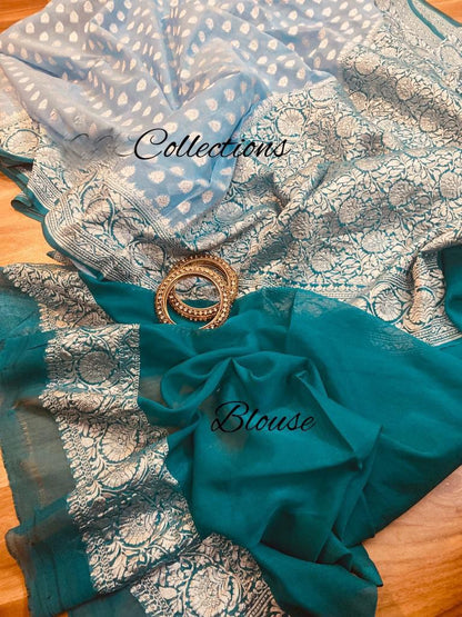 Noshina khaddi gorgette saree Indian wedding saree blouse