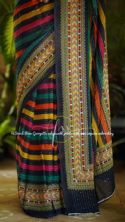 Printed styled gorgette saree