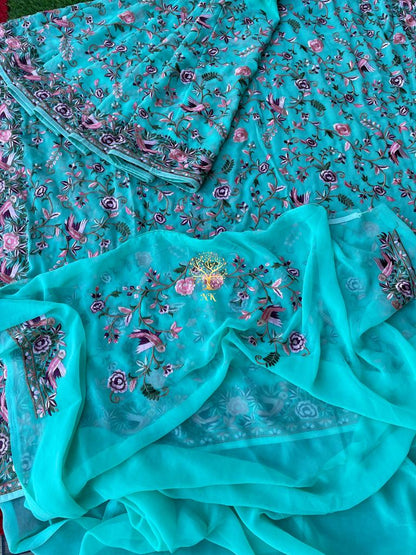 Floral  Parsi inspired saree