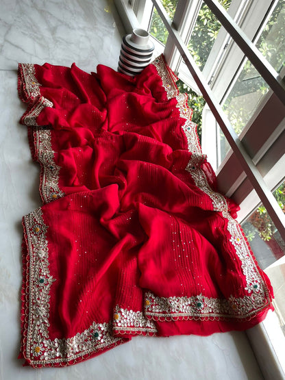Harpreet satin gottapatti saree
