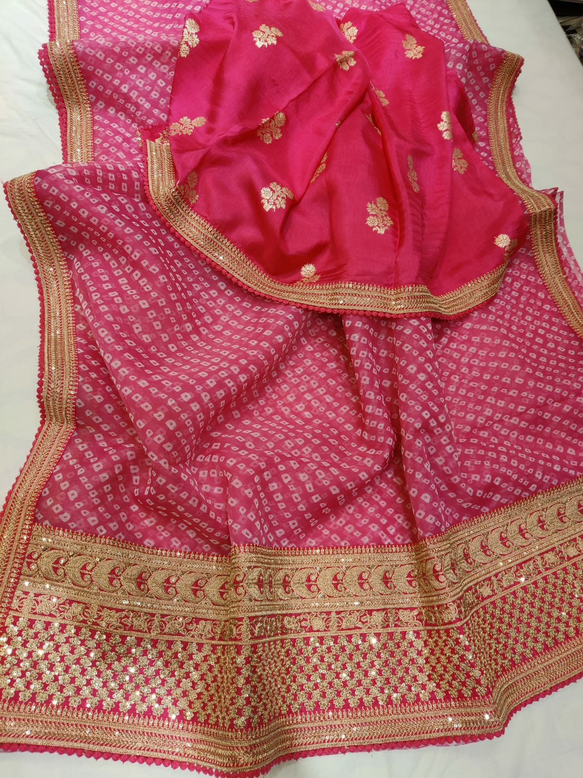Noori bandhej organza saree