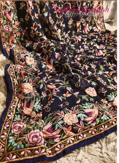 Parsi inspired embroidered saree