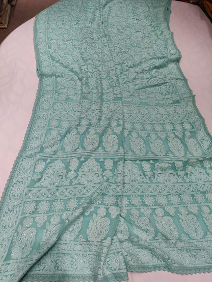 Vani Chikankari gorgette saree