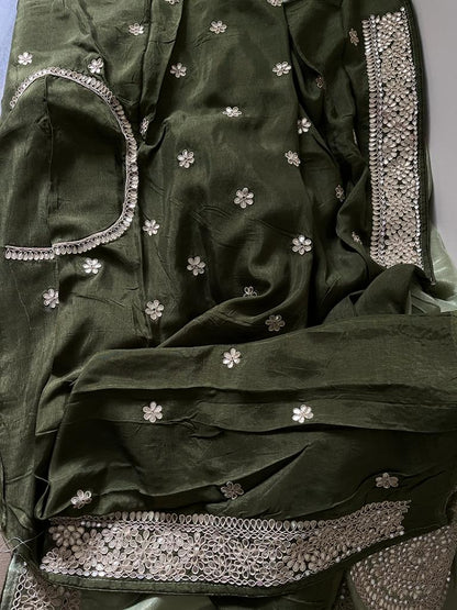 Zanelia tissue zardosi saree