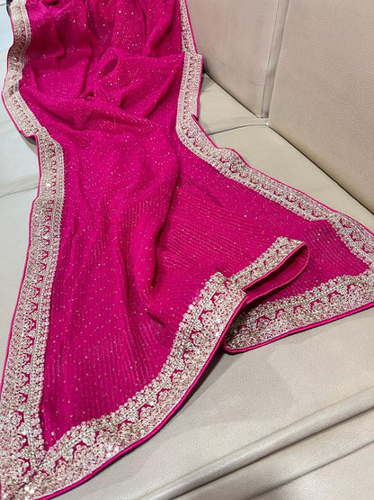 Gulzaar gorgette sequece saree