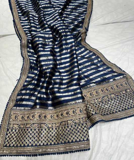 Chanderi inspired striped saree