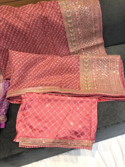 Bandhani styled organza saree