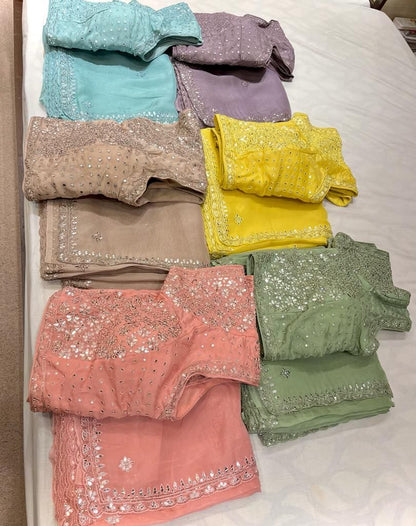 Gulnaari organza zardosi saree