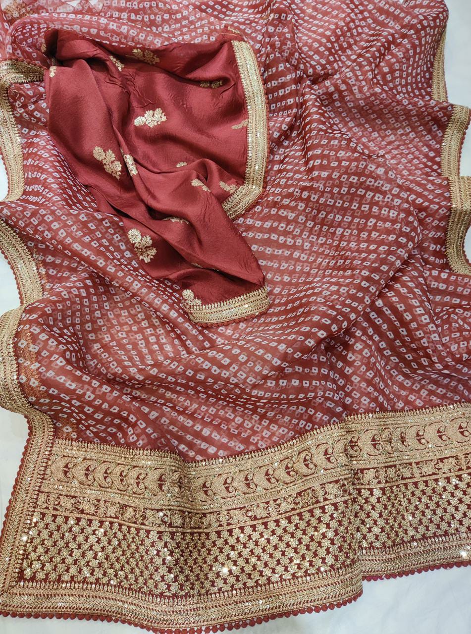 Noori bandhej organza saree