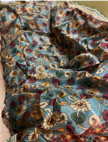 Floral Kalamkari saree