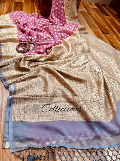 Pink handwoven Banarsi saree